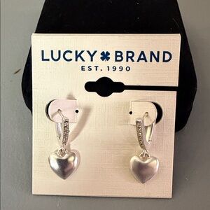 Lucky Brand Silver Heart Drop Earrings